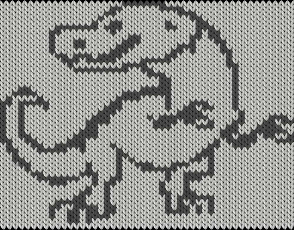 Knitting motif chart, Dino
