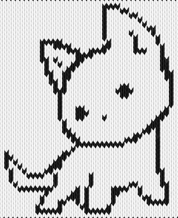 Knitting motif chart, Cute litle cat 