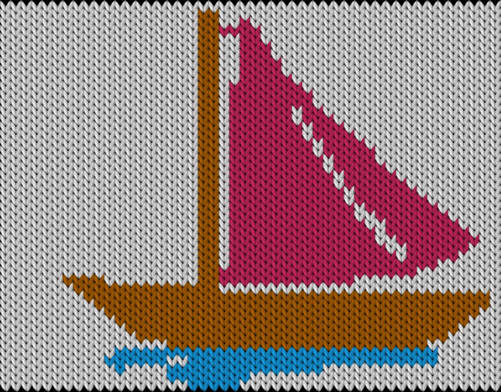 Knitting motif chart, Boat