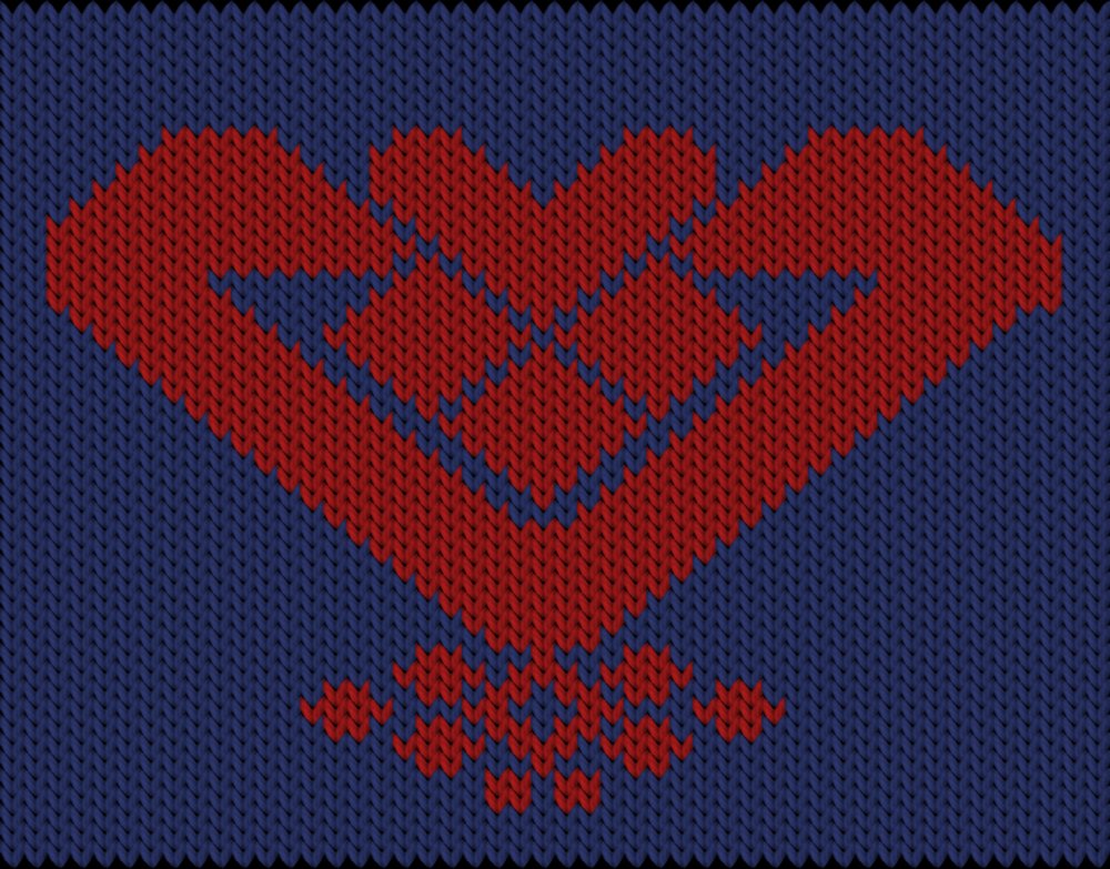 Knitting motif chart, Heart motif with traditional influence