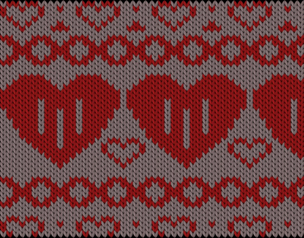 Knitting motif chart, Traditional inspired hearts for an unik Valentine