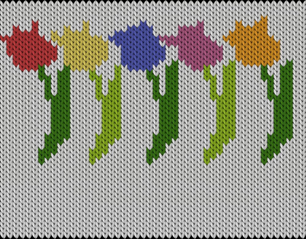 Knitting motif chart, Tulips