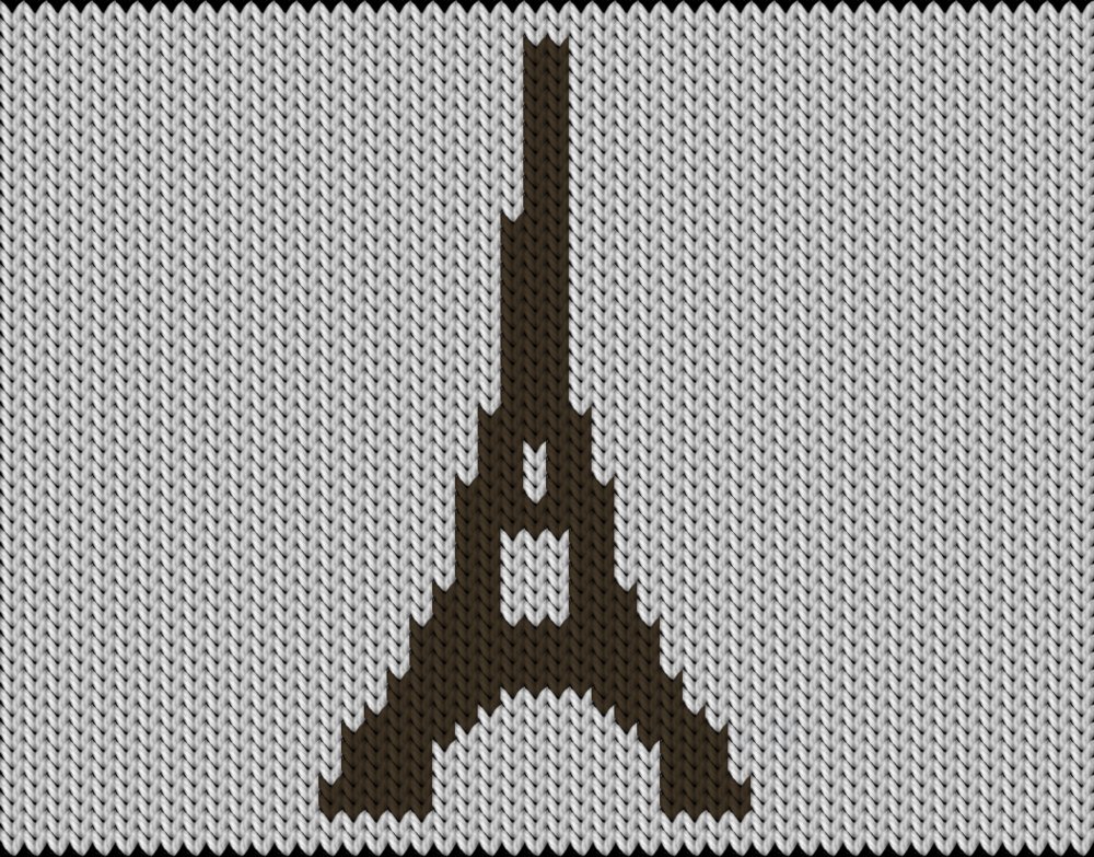 Knitting motif chart, Eiffel tower