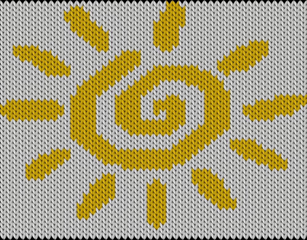 Knitting motif chart, Funny sunny