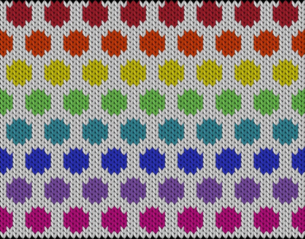 Knitting motif chart, Rainbow Easter eggs