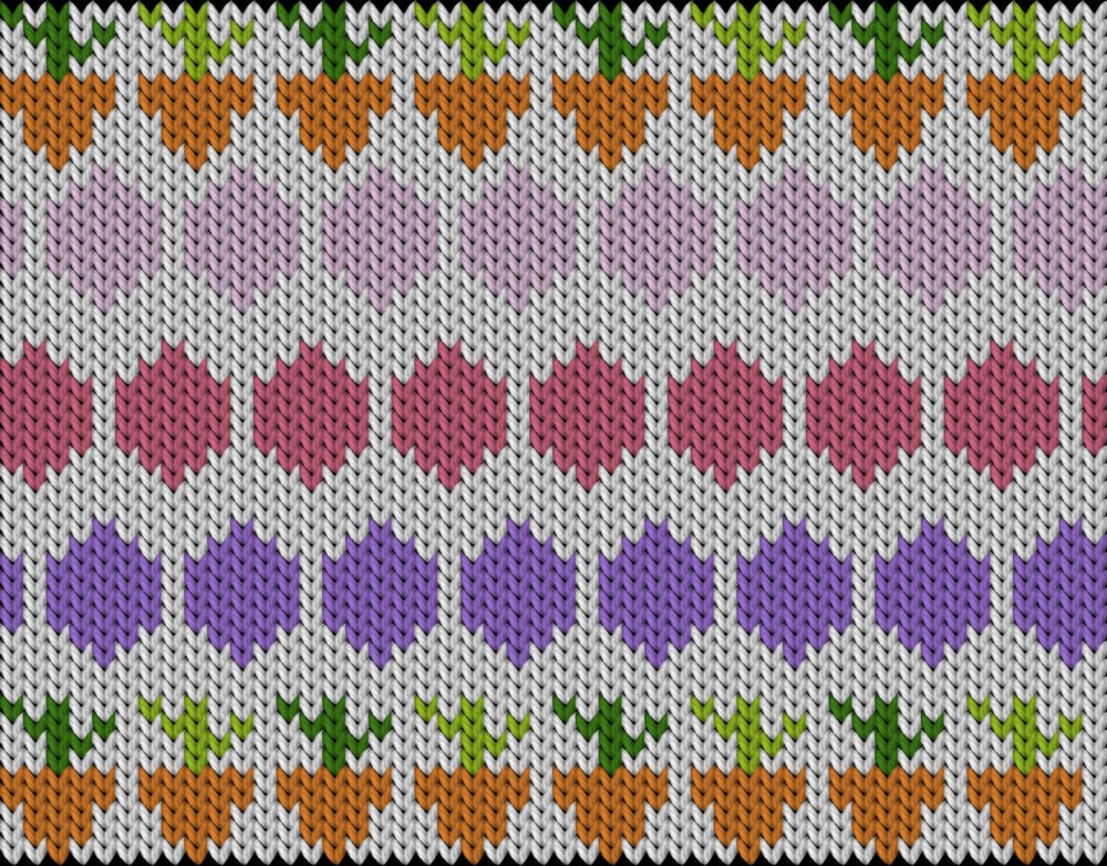 Knitting motif chart, Carrot and eggs