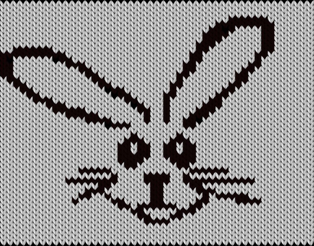 Knitting motif chart, Black Bunny