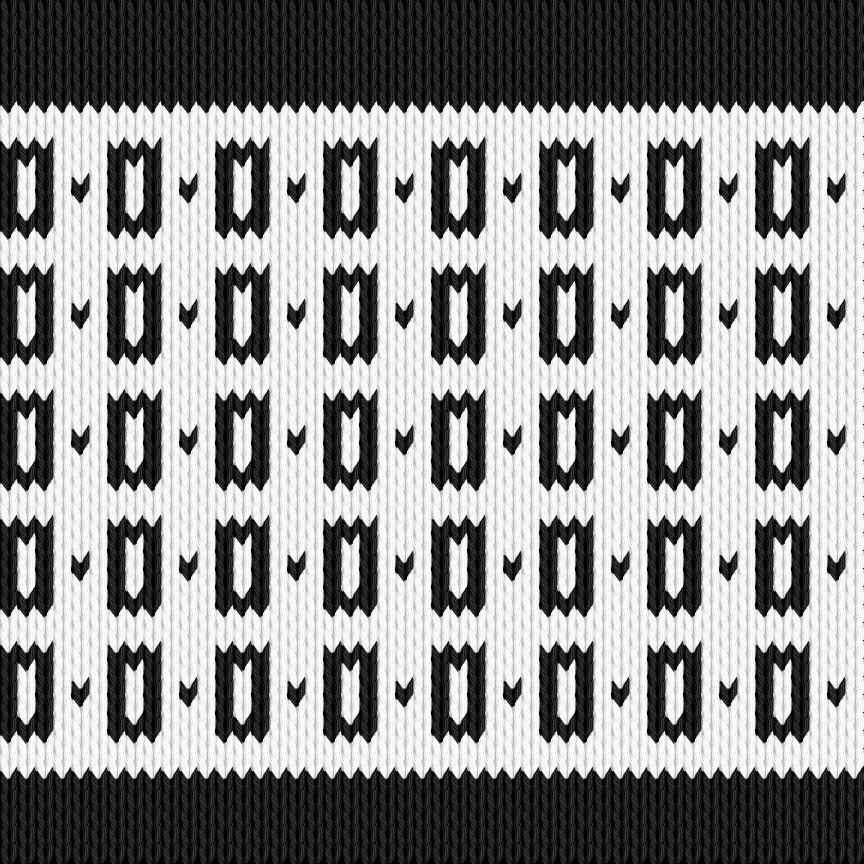 Knitting motif chart, Black - white