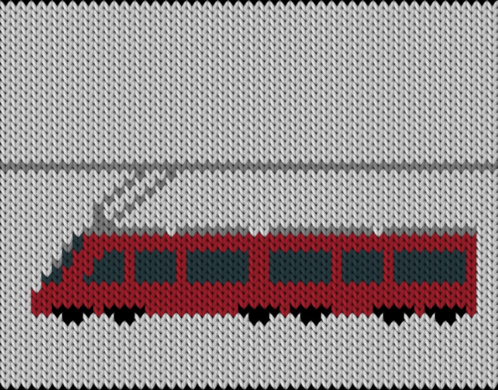 Knitting motif chart, Train
