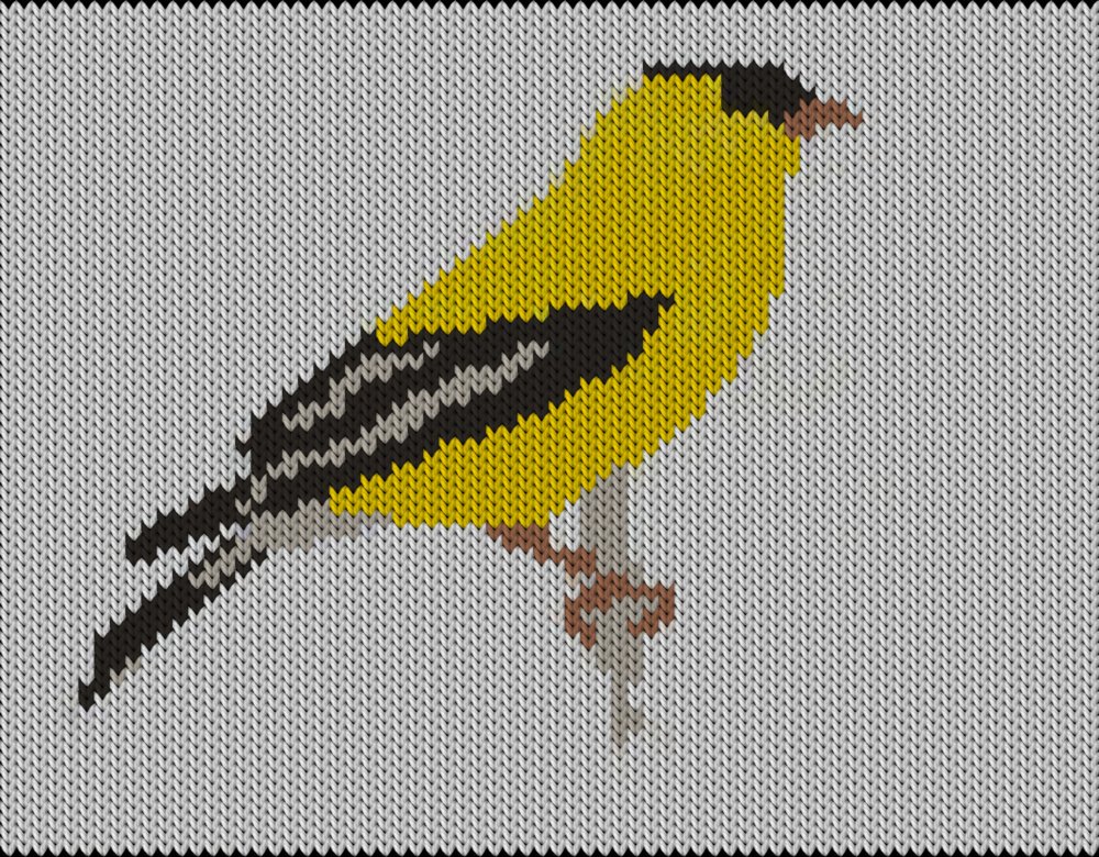 Knitting motif chart, bird