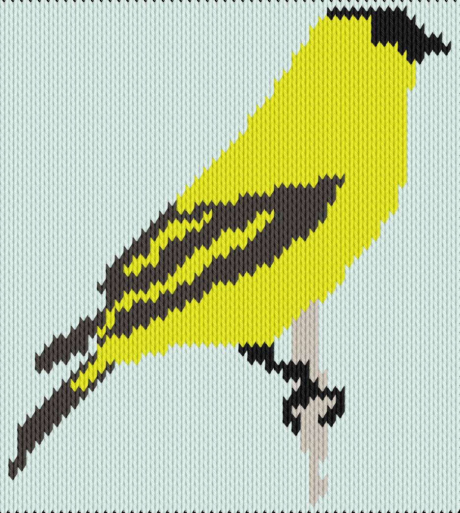 Knitting motif chart, Golden Finch Bird Motif