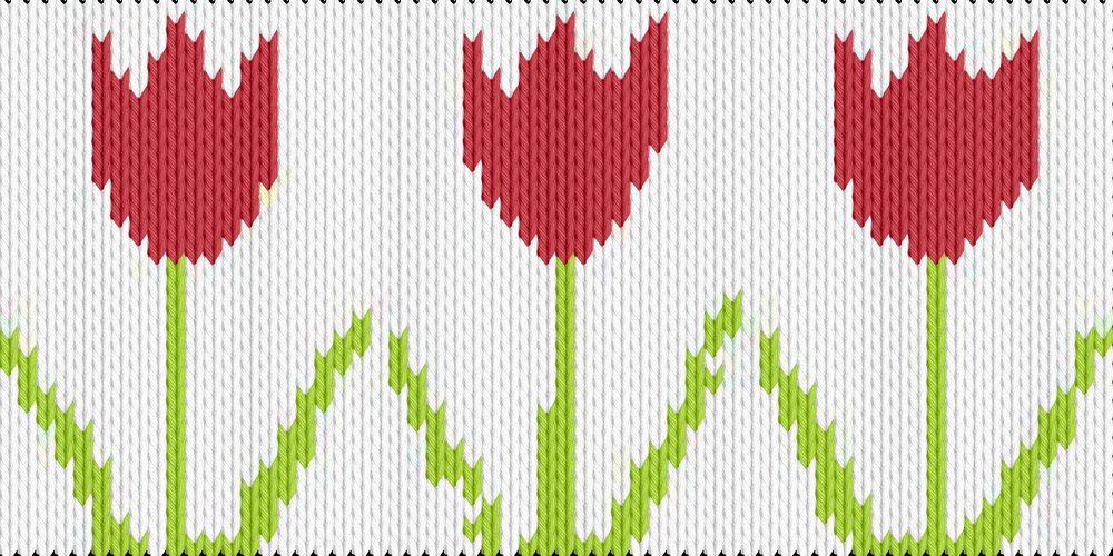 Knitting motif chart, Tulips