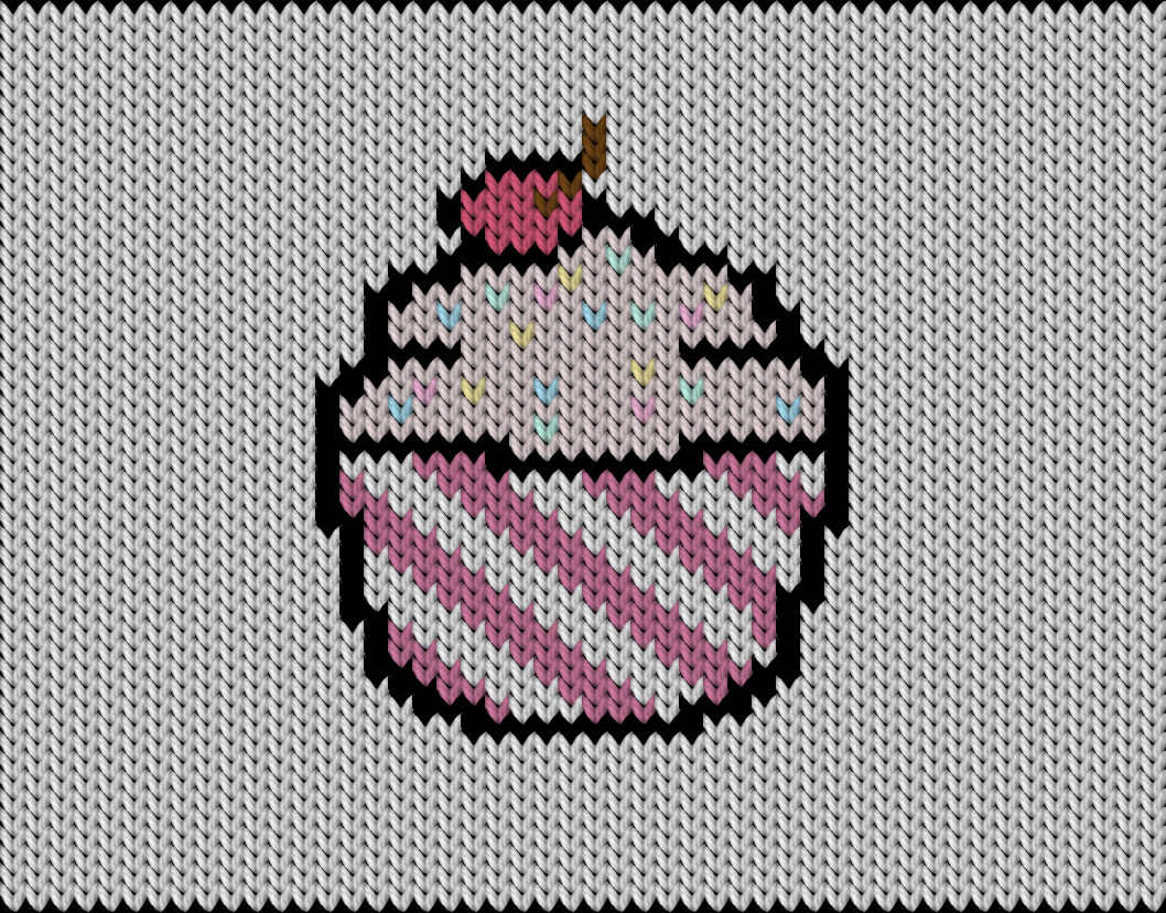 Knitting motif chart, cupcake