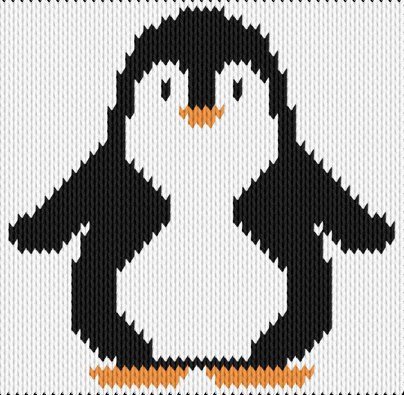 Knitting motif chart, Baby Penguin Motif
