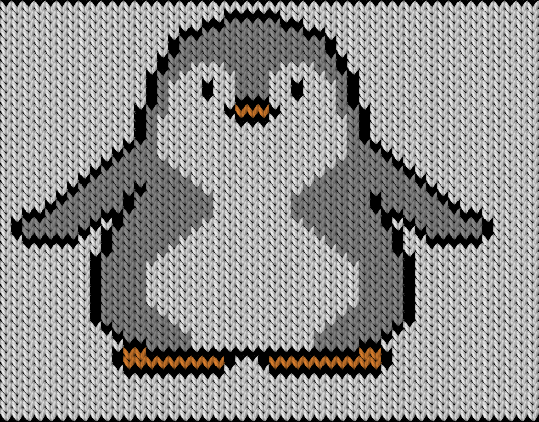Knitting motif chart, penguin