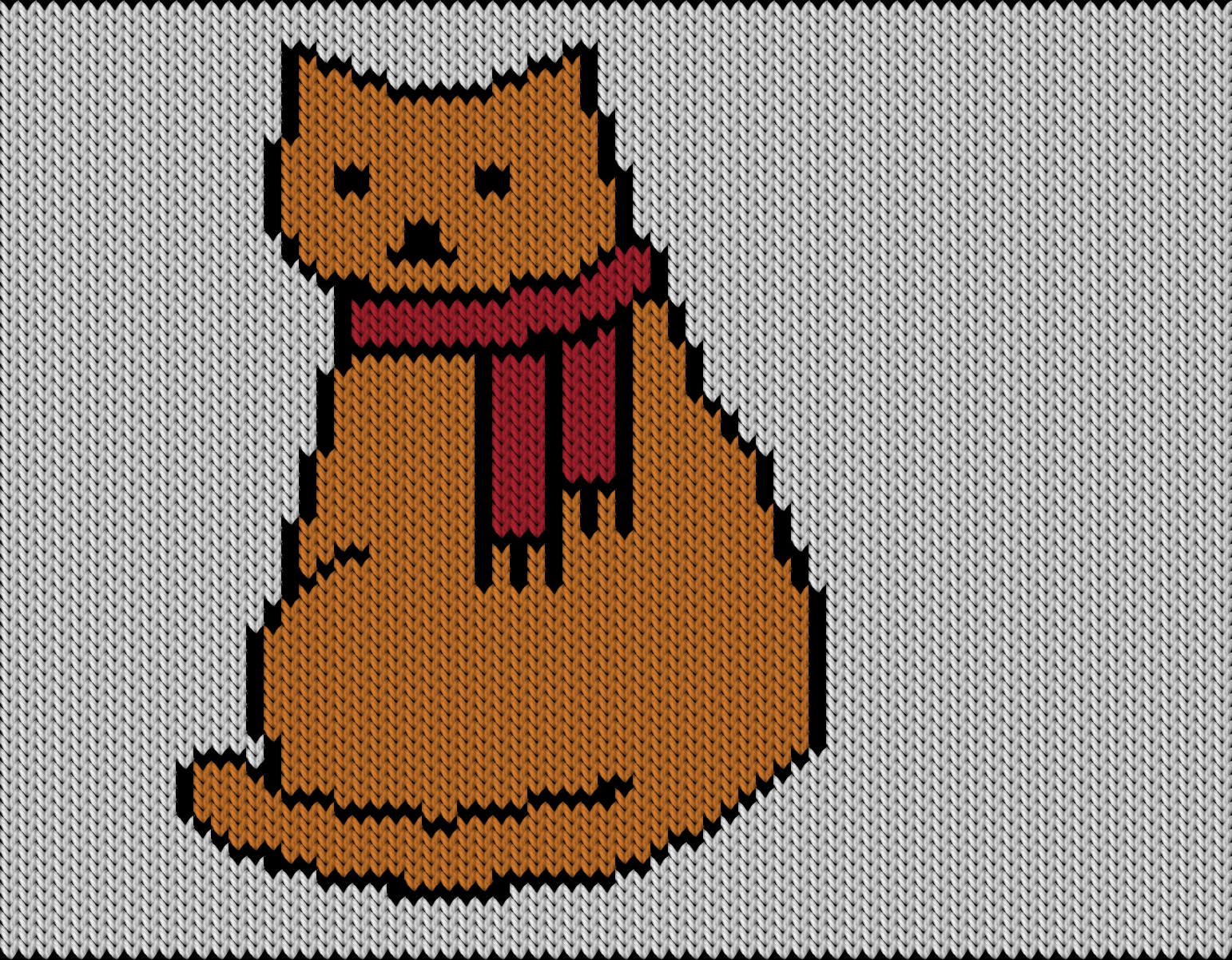 Knitting motif chart, winter cat