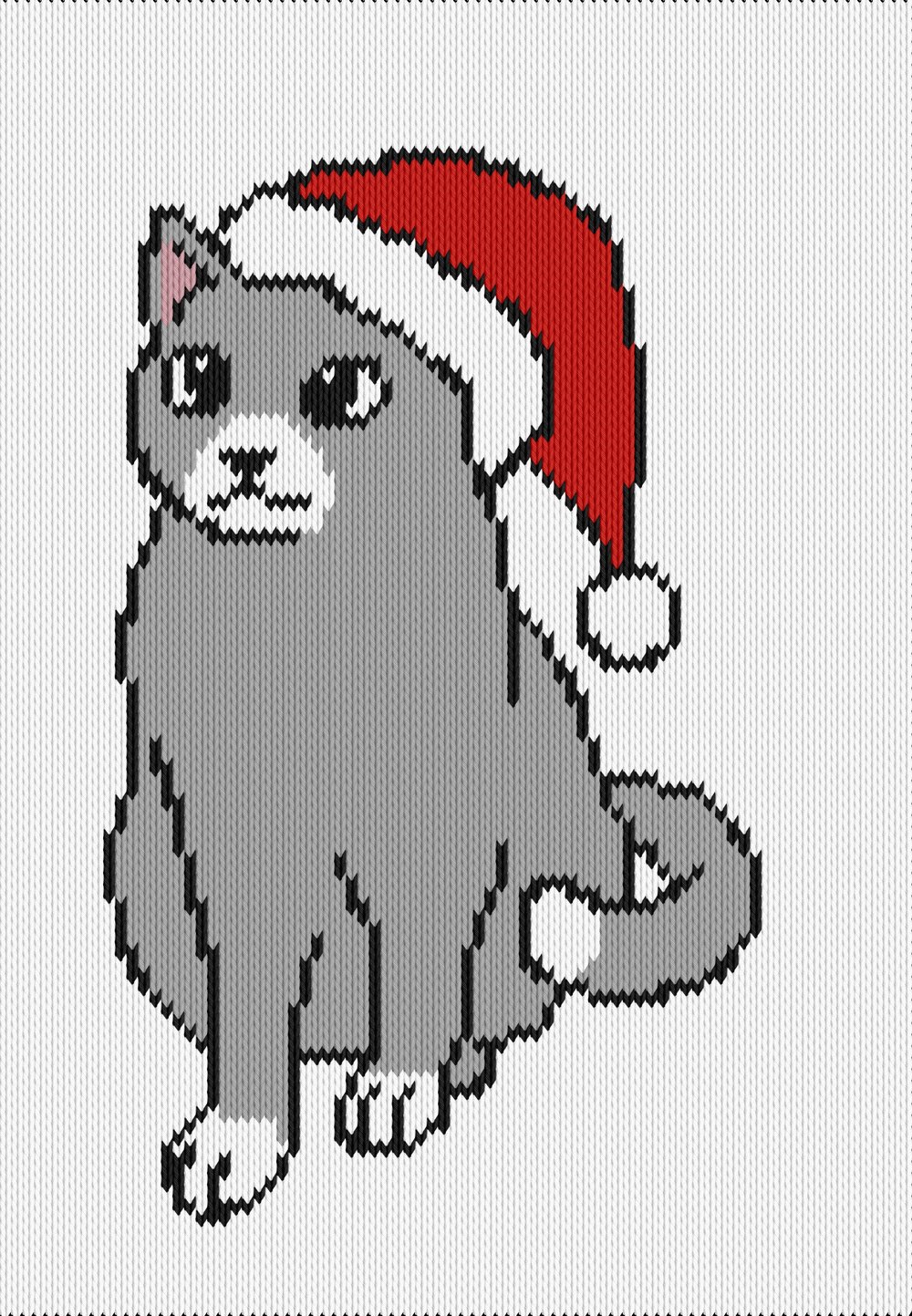 Knitting Motif And Knitting Chart Christmas Cat Designed