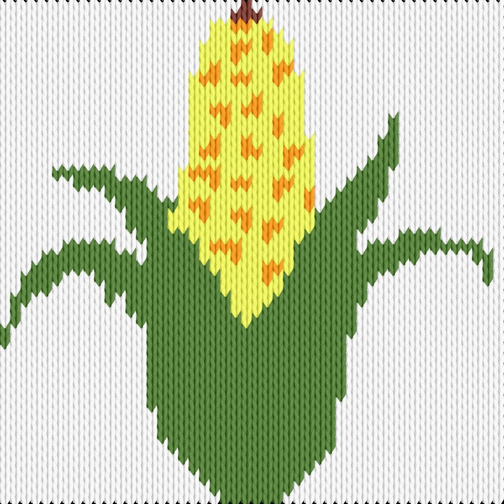 Knitting motif chart, Corn