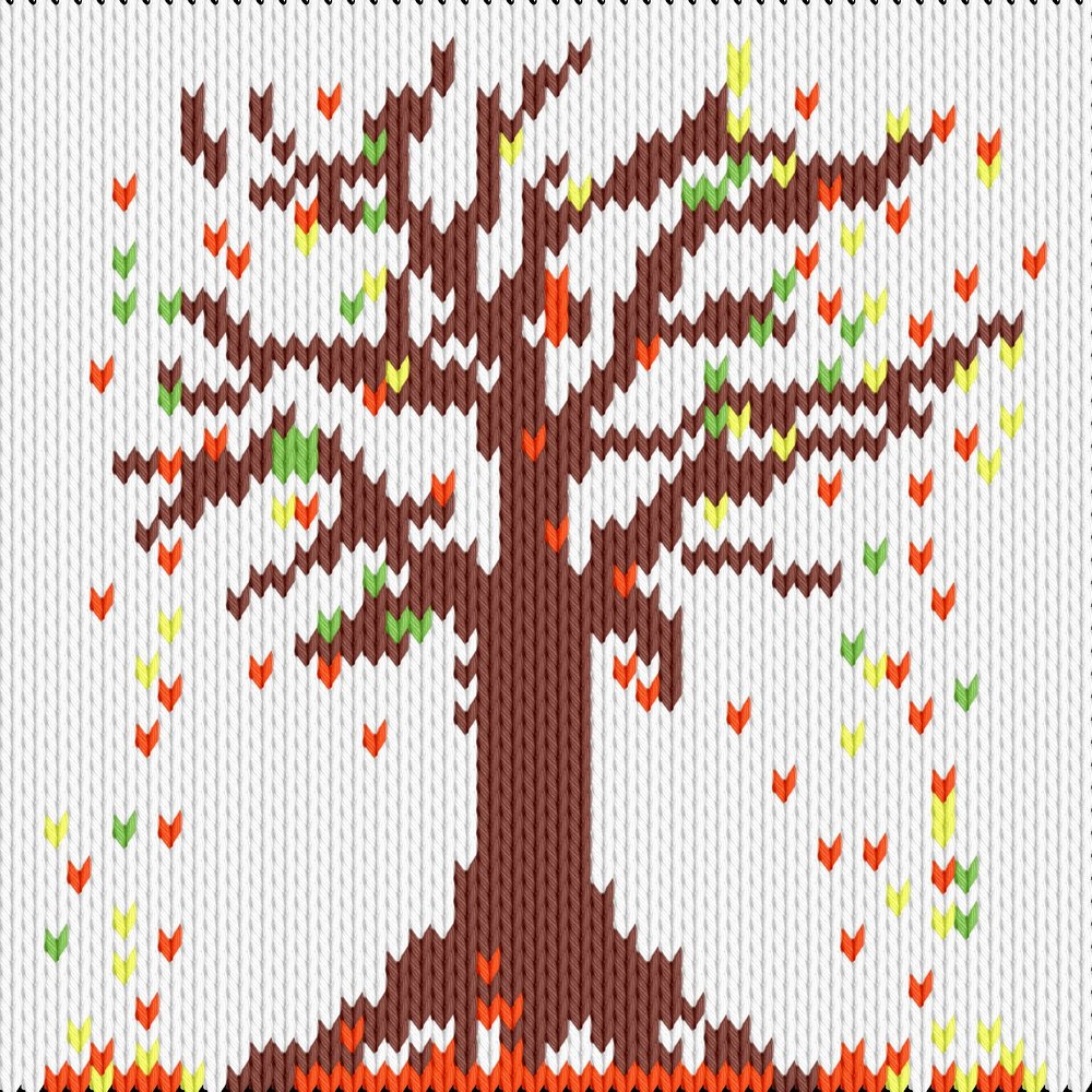 Knitting motif chart, Autumn leaf fall