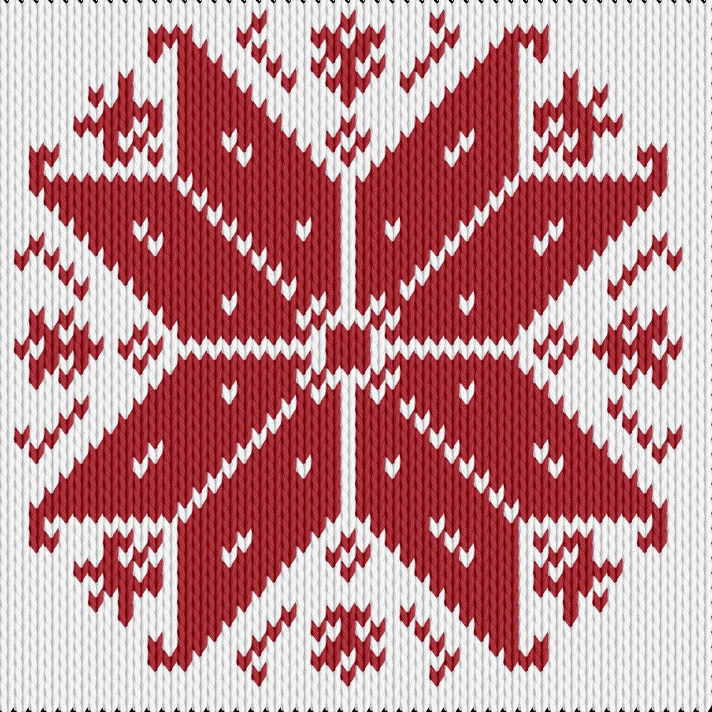 Knitting motif chart, snowflake