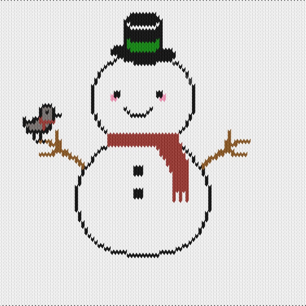 Knitting motif chart, snowman