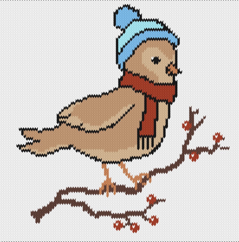 Knitting motif chart, Bird