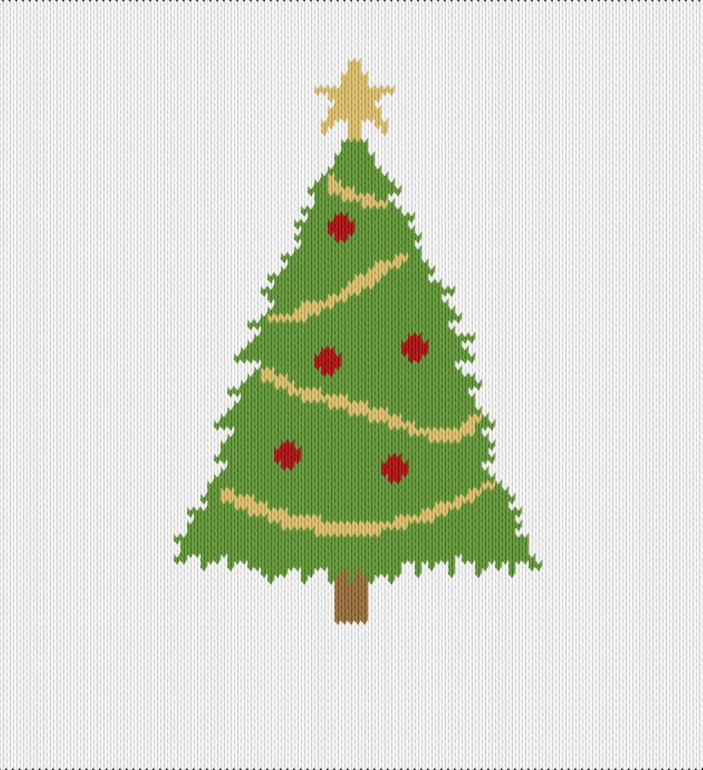 Knitting motif chart, christmas tree
