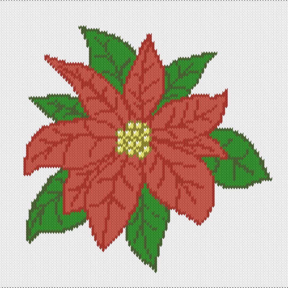 Knitting motif chart, christmas poinsettia