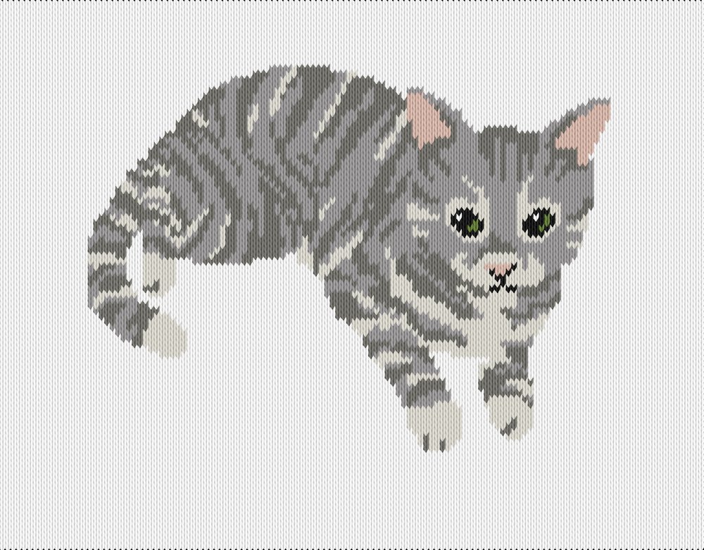Knitting motif chart, striped cat