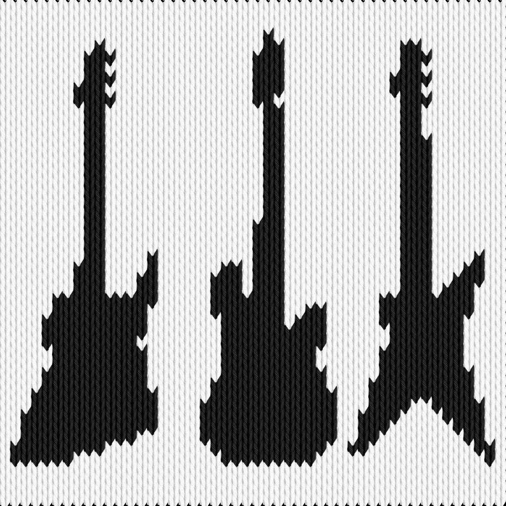 Knitting motif chart, Guitars 2