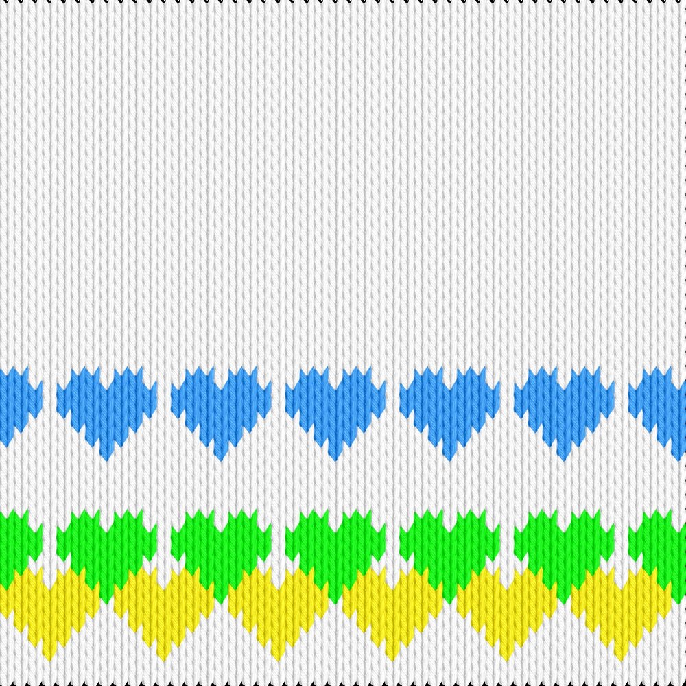 Knitting motif chart, Coloured hearts