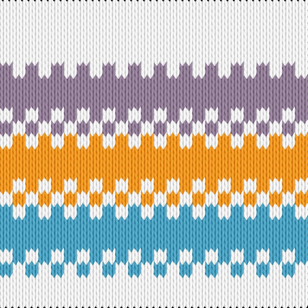 Knitting motif chart, Blue, yellow, lavender