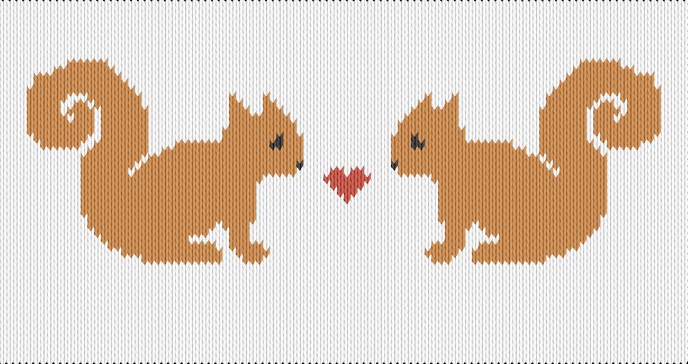 Knitting motif chart, Squirrels