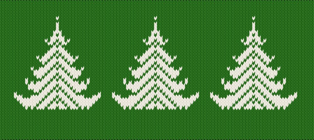 Knitting motif chart, christmas trees
