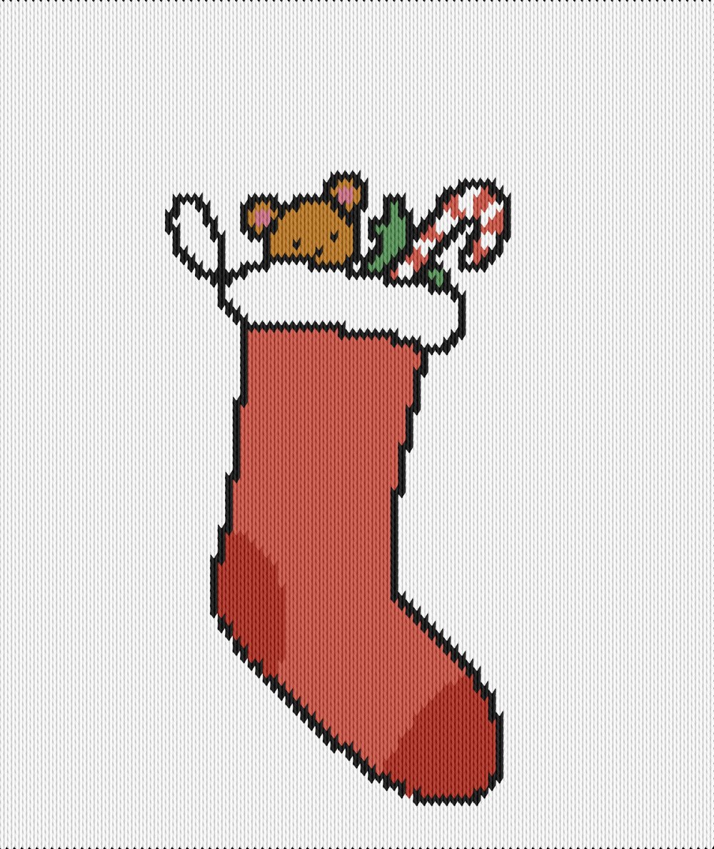 Knitting motif chart, christmas stocking