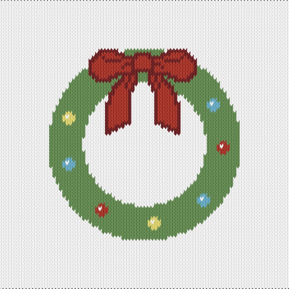 Knitting motif chart, Christmas Wreath
