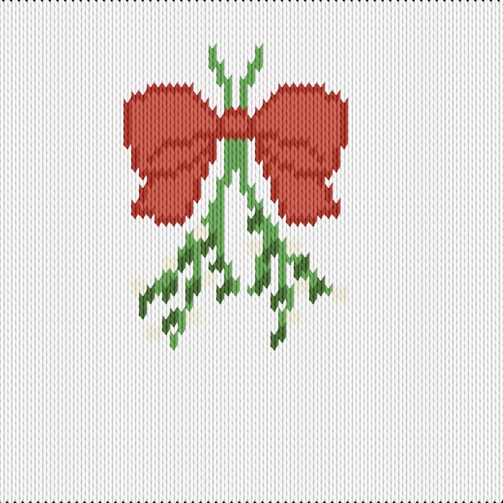 Knitting motif chart, mistletoe