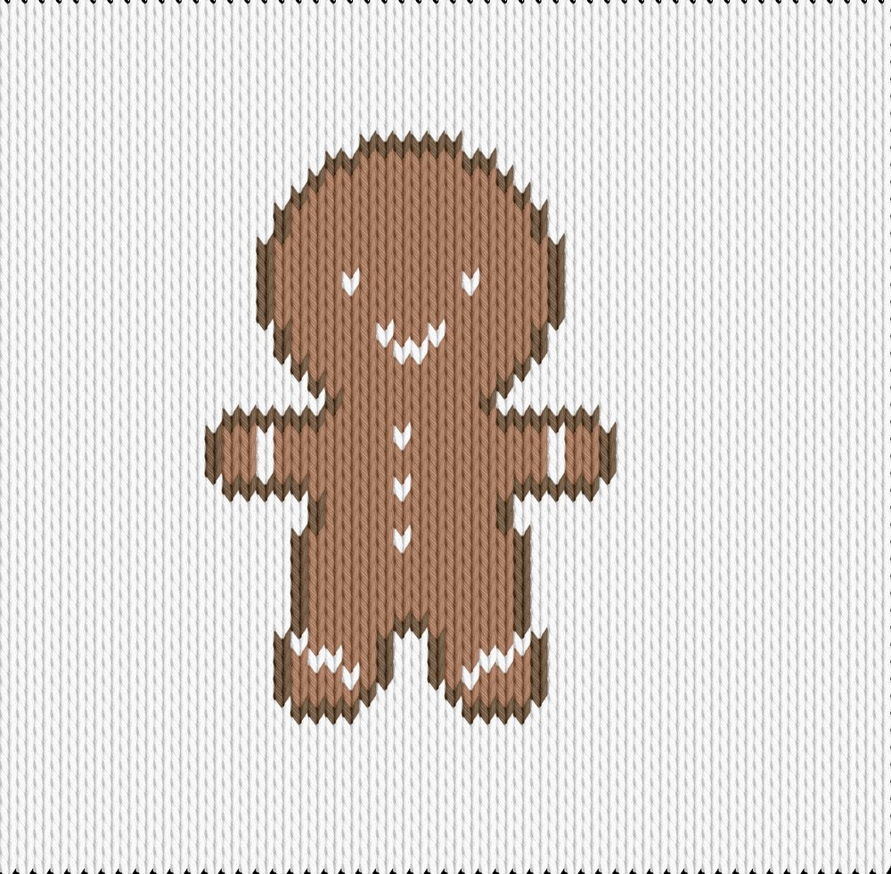 Knitting motif chart, gingerbread man