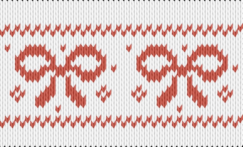 Knitting motif chart, bow pattern