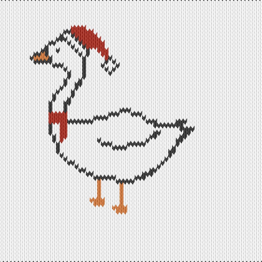 Knitting motif chart, goose