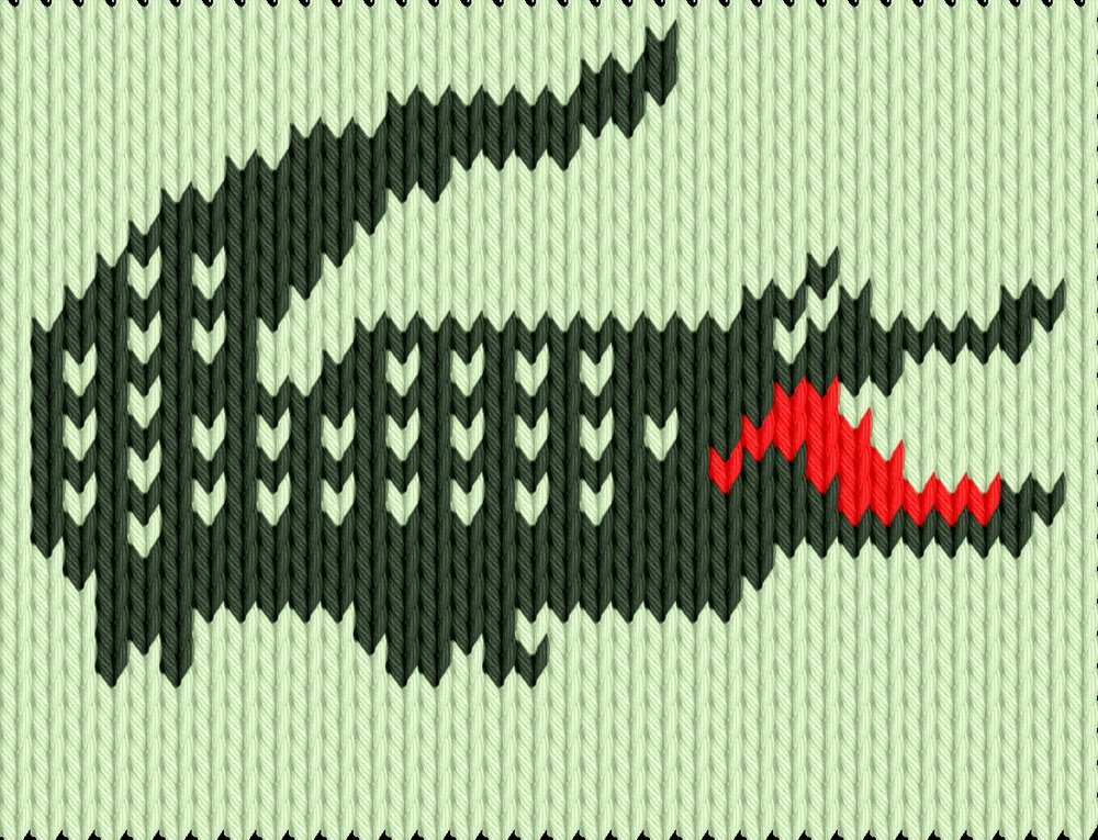 Knitting motif chart, Krokodil