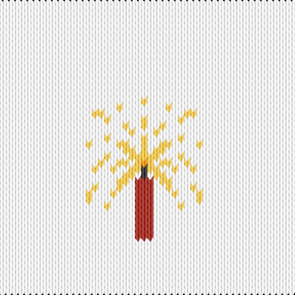 Knitting motif chart, fireworks bomb