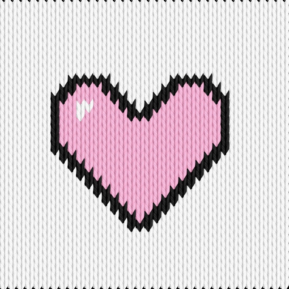 Knitting motif chart, pixel heart