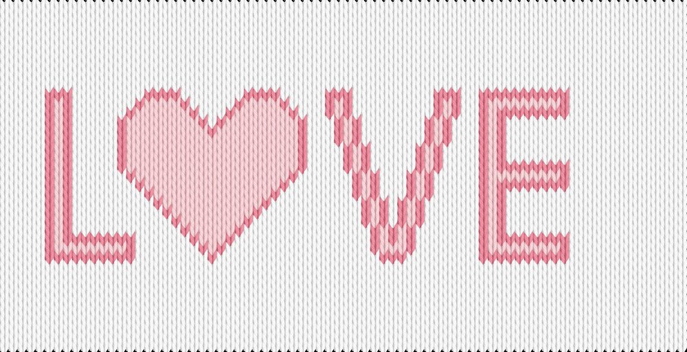 Knitting motif chart, LOVE