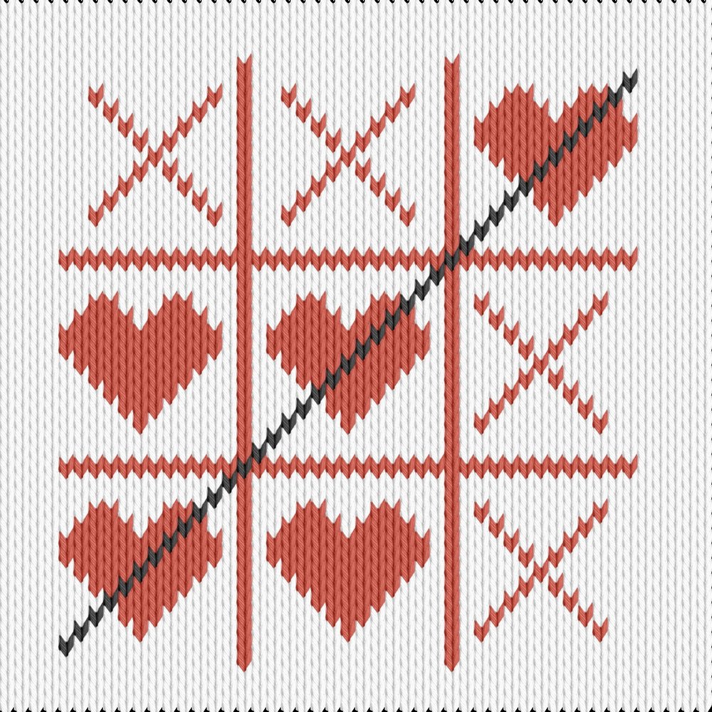 Knitting motif chart, tic tac toe
