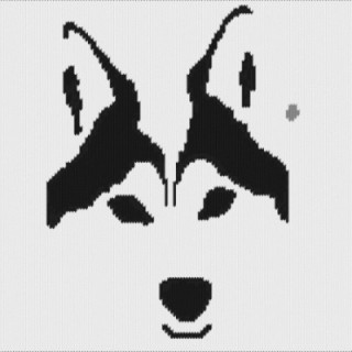 Husky Face Knitting Chart – Bold Black and White Dog Motif