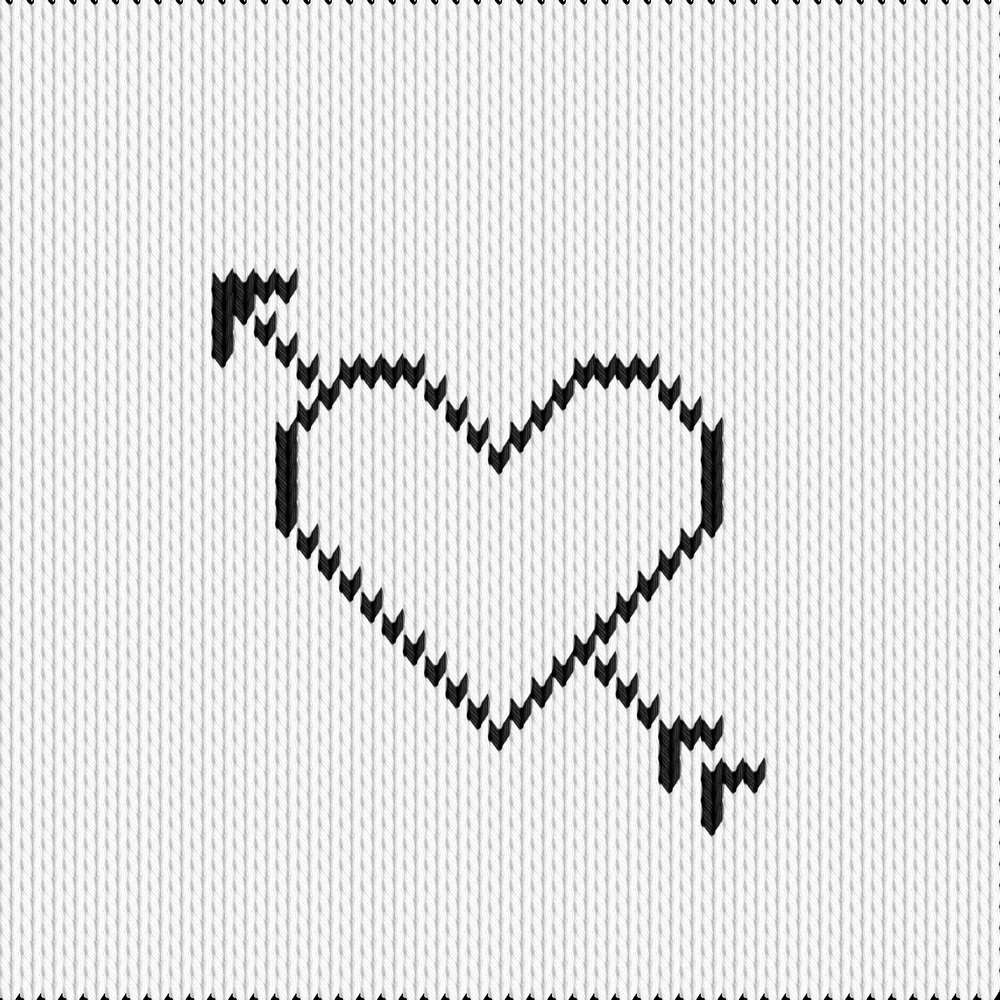 Knitting motif chart, pierced heart