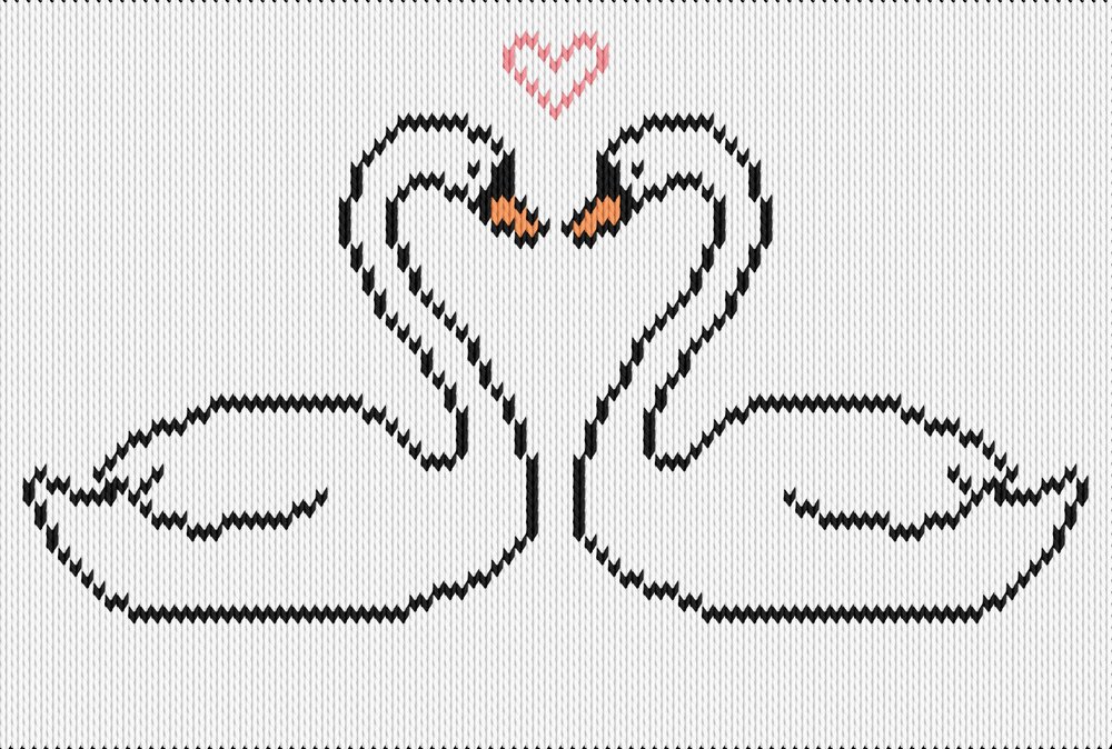 Knitting motif chart, swans