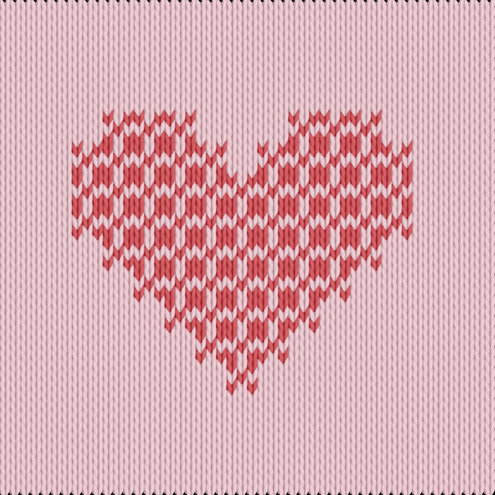 Knitting Motif And Knitting Chart Heart Crossstitch