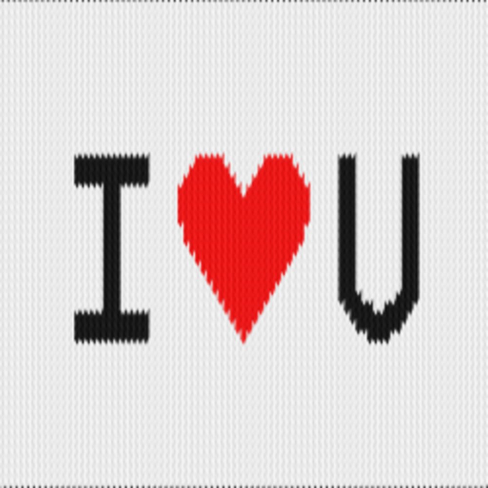 Knitting motif chart, I heart U